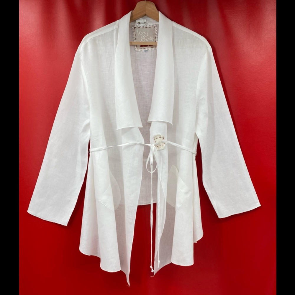 Johnny Was For Love & Liberty White Linen Jacket M